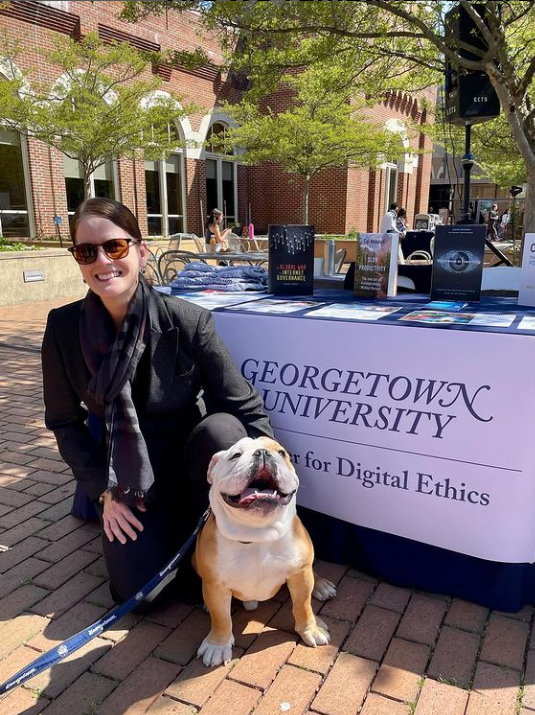 Laura DeNardis with Jack the Bulldog